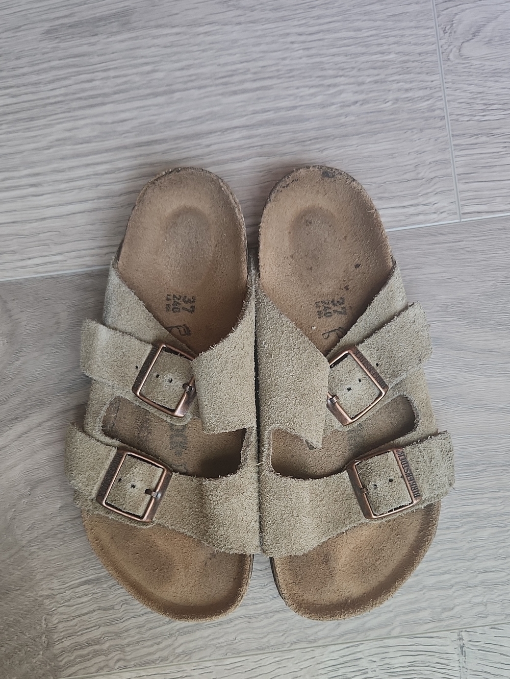 Birkenstock Kids Beige Suede Double-Buckle Sandals
